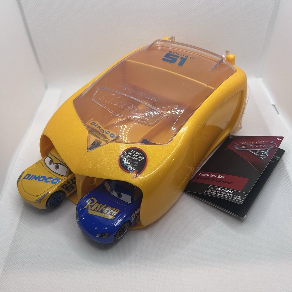 Disney Pixar Cars Launcher Set Dinoco Cruz & Lightning McQueen 1:43 Diecast
